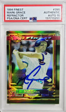 1994 Topps Finest #390 Mark Grace Signed Refractor Card Autograph PSA 10 Auto