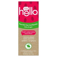 Hello Fluoride Free Toothpaste Kids Fresh Watermelon, 4.2 oz Expires 2027