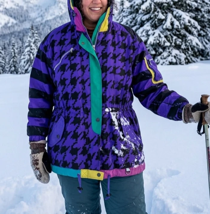 VTG Obermeyer Ski Snow Jacket Blondie Purple Houndstooth Hooded Multi Color 16
Opens in a new window