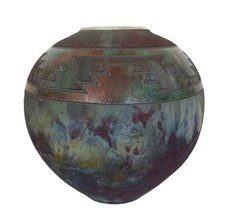Large R. Kevin Kelley Raku Studio Pottery Vase Signed 12