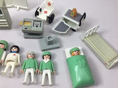 Lot Playmobil Geobra 80s - Chambre D'hôpital Et D'enfants - 3459-A 3495-A 3417-A