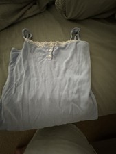 edikted Light Blue Lace Trim Ribbed Camisole Tank Top Adjustable Straps L