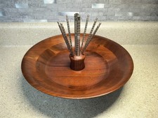 Vintage Walnut Nut Bowl - Ozark Walnutware, Hand Lathed Bowl, Nut Cracker Picks