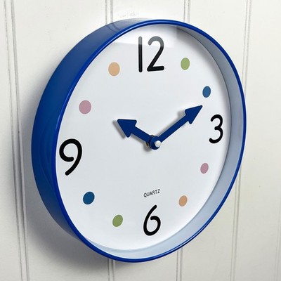 Wanduhr für Kinderzimmer klein blau 25,5 cm modern Wohnzimmer Schlafzimmer Kinderzimmer