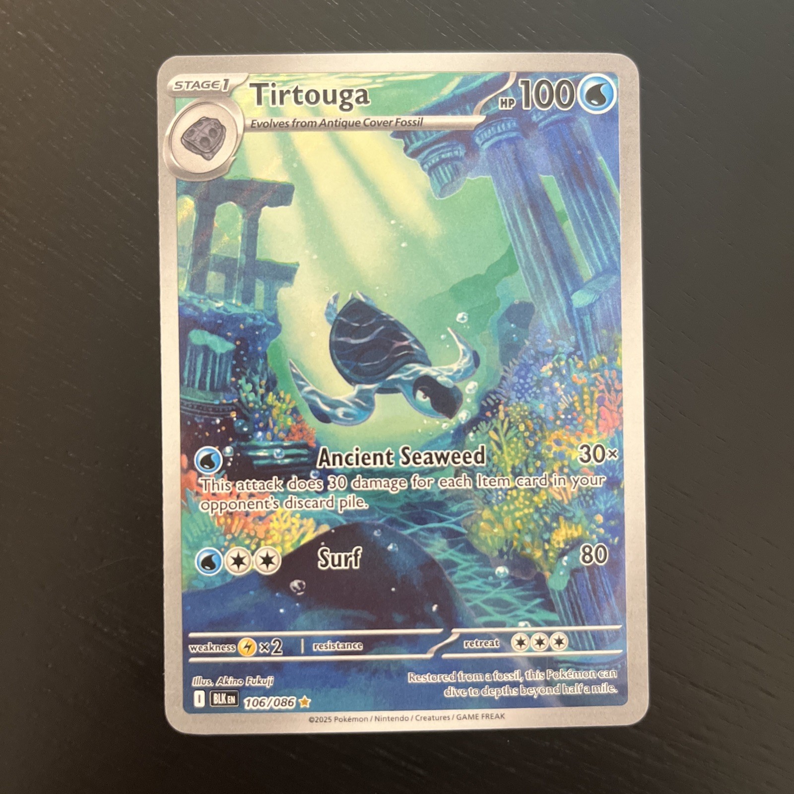 Pokemon Tirtouga 106/086 SV Black Bolt Holo Illustration Rare Card NM Condition