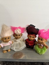 RARE VTG 90 s Russ Troll Girls Set Of 4- Bride-Spain-Hula-Poodle Skirt-Great Set