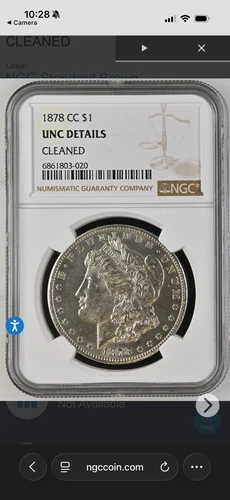 1878-CC Morgan Silver Dollar NGC UNC Details Cleaned – Carson City Mint 1st Year