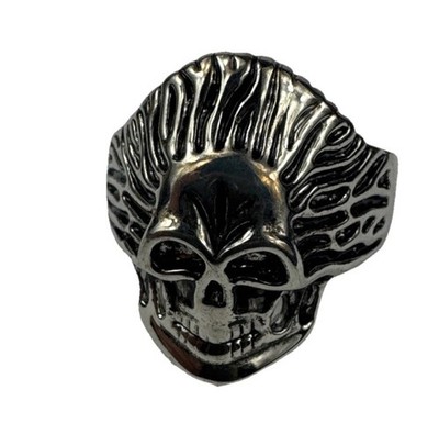 Vintage Memento Mori Skull Ring Amulet Protecting Against Death Silver Accents