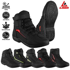 Mens Motorcycle Boots Short Ankle Riding Armoured Waterproof Leather Shoes CE