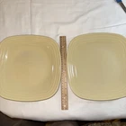 2 Yellow Fiesta Ware DINNER PLATES Homer Laughlin Square V/CLEAN 10 3/4”