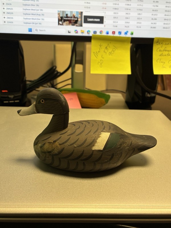 Captain Roger Urie Miniature Bluebill Drake Decoy Duck/ Head Has Some Work