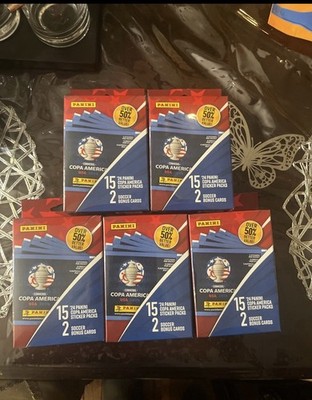 2024 Panini CONMEBOL COPA America USA Soccer Sticker-5 per pack 5 box Lot