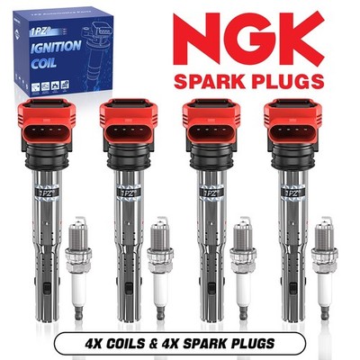 Ignition Coil NGK Spark Plug For Audi TT A4 A5 VW Golf Jetta GTI 2.0L 2.0T UF529