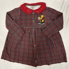 Disney store Winnie Pooh Red Green Plaid vintage girls 6/6x holiday dress
