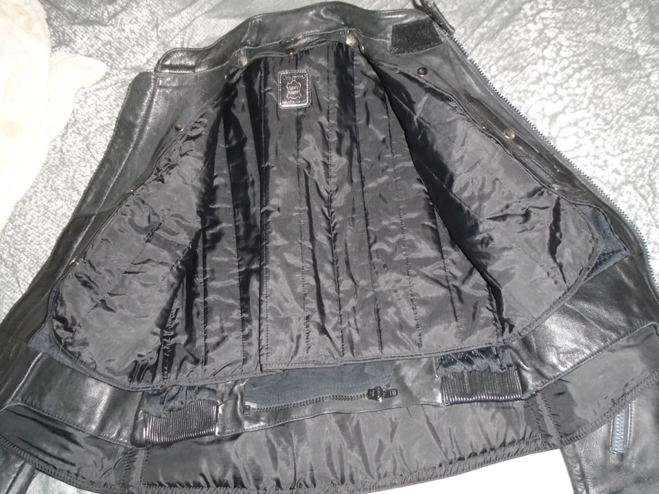 HEIN GERICKE BLACK Leather heavy Motorcycle Biker Jacket size 44 - Image 4 of 4
