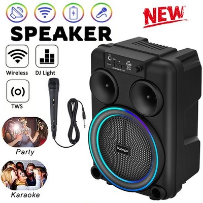 Portable Bluetooth 5.3 Karaoke Speaker Home Party Heavy Bass Subwoofer AUX & MIC