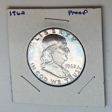 1962 U.S. Benjamin Franklin Half Dollar 50C Silver Proof Ocean Toning