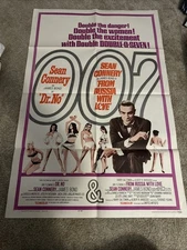 EXC ORIG DR. NO/FROM RUSSIA WITH LOVE 1965 JAMES BOND 007 ONE SHEET POSTER 27x41