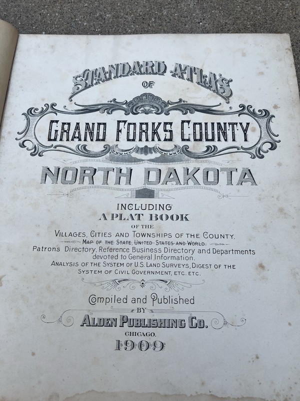 1909 Standard Atlas GRAND FORKS COUNTY NORTH DAKOTA 1909 Alden Publ., 100+ Pages