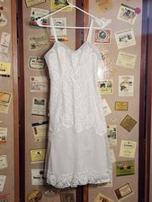 Vanity Fair Full White Slip Vintage 1950  s Lacy Nylon Tricot Size Small 32 USA