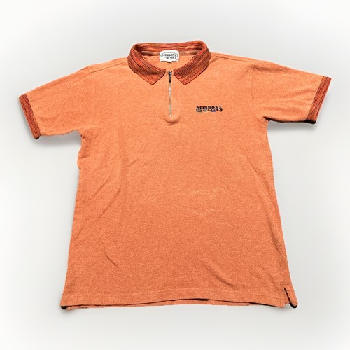Missoni Sport, Missoni Men M Vintage MISSONI SPORT Logo Embroidered Polo Shirt Orange C2