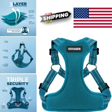 Step In Dog Harness Medium Turquoise Lightweight Mesh with Reflective Straps