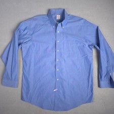 Brooks Brothers Original Polo Shirt Mens 17 6/7 Blue Button Down Long Sleeve