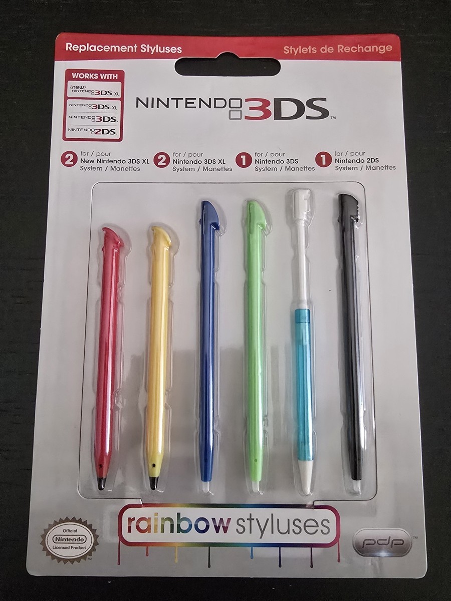 Nintendo 2DS 3DS 3DS-XL Stylus Rainbow Styluses 6 Pack OEM