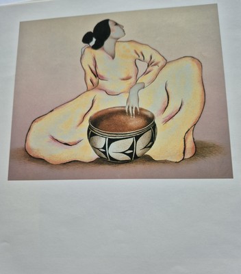 R.C.Gorman Print-''WOMAN W/TULIP BOWL''-Native American.Navajo -Book Print -11x9.5