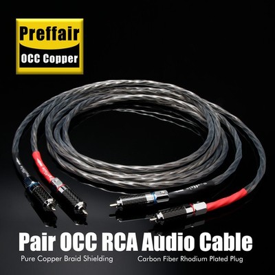HiFi RCA Interconnect Cable OCC Silver Plated Conductor Rhodium Plated Plug 