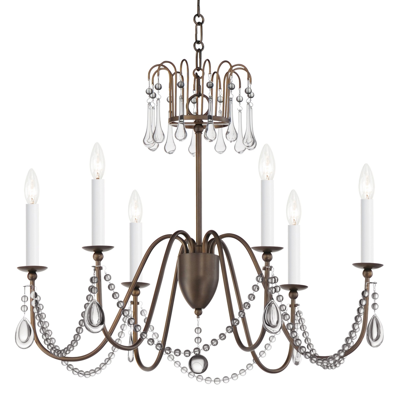 Maxim 12166CRY 6-Light Bronze Crystal Candle Chandelier 28-Inch Wide