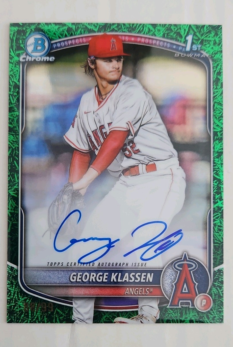 2025 Bowman #CPA-GK George Klassen 1ST RC AUTO GREEN GRASS /99 Chrome Autograph