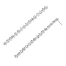 Silver Dangle Earrings for Prom Long Diamond Earrings for Women Sparkly Silver D