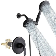 Black Dual Shower Faucet Set 2-in-1 Bathroom High Pressure with Handheld & Di...