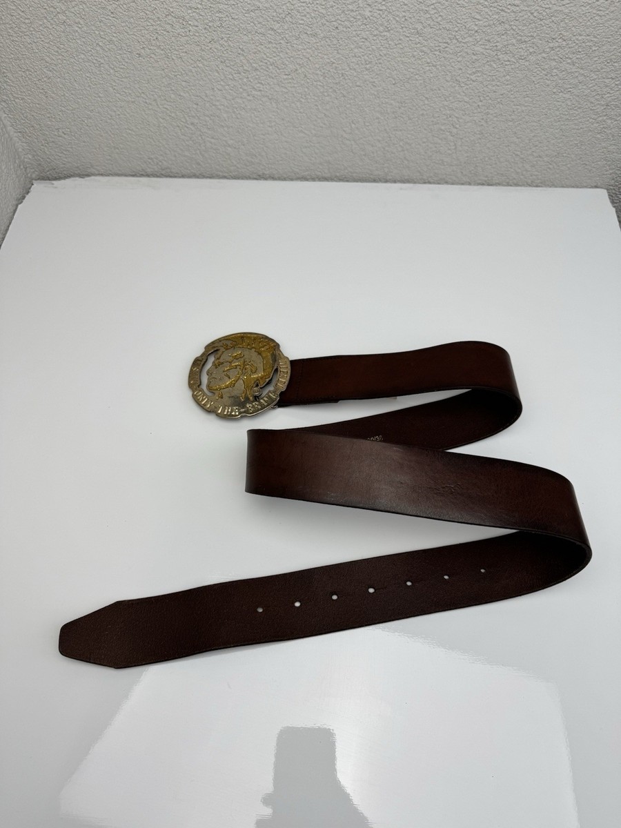 小物 2000s Diesel studs l logo belt Vintage Diesel Leather Belt Metal Big Logo Men's Made in Italy