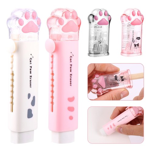 4PCS Cute Cat Paw Kawaii School Supplies, 2PCS Cute Cat Paw Erasers and 2PCS ...