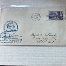 1948 cachet cover Santa Fe Super Chief inaugural of daily service Chicago-Los