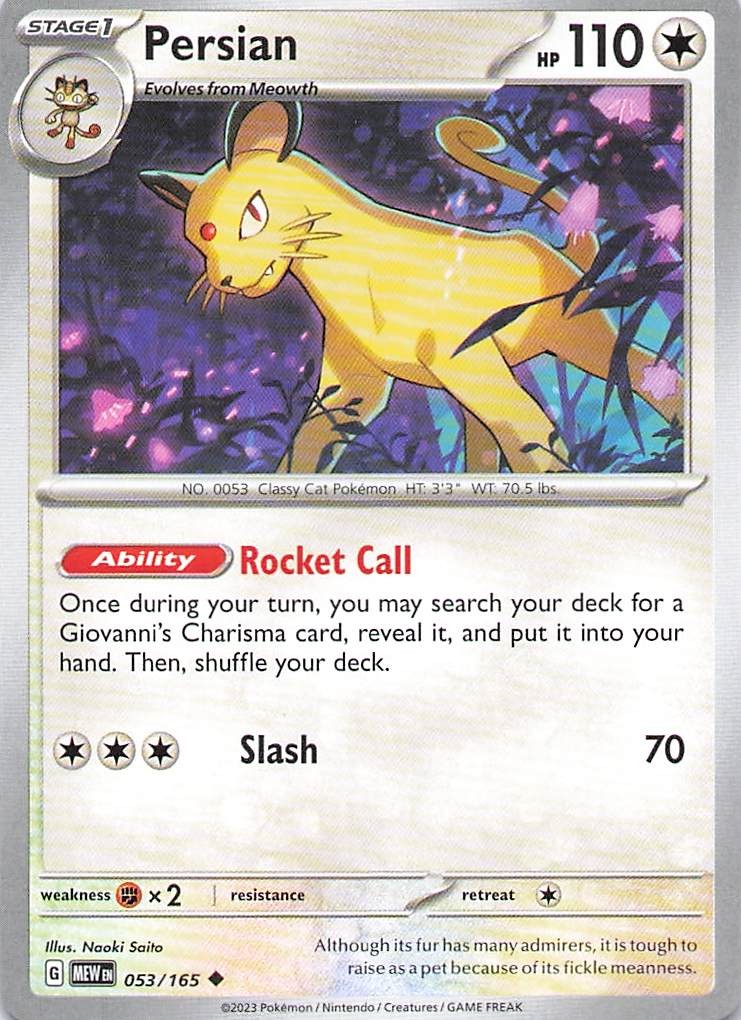 Pokemon Card - Persian - (053/165 - 151)
