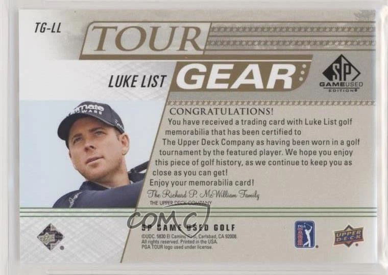2021 SP Game Used Tour Gear Gold /149 Luke List #TG-LL Rookie RC - Image 2 of 2