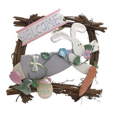 Spring Bunny Welcome Wreath 12.5  