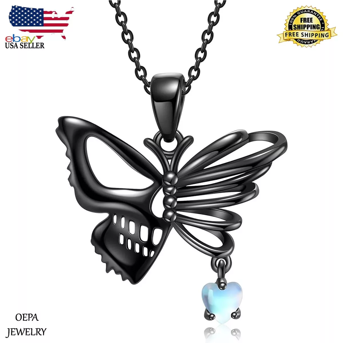 925 Sterling Silver Butterfly Skull Necklace Gifts for Women