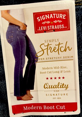 Signature By Levi Strauss 16M Womens Modern Mid Rise Boot Cut Stretch Jeans NEW!