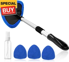 Windshield Cleaner, Car Windshield Cleaning Tool Inside with 4 Reusable and Wash