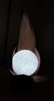 Abat-jour Rond En Feuille De Coco - Noir - Modèle Boule Fermée - Marblechic - Neuf