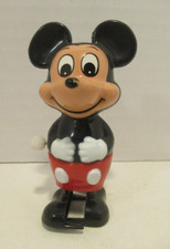 Vintage TOMY Plastic White Knob Wind Up Figure Walking Disney Mickey Mouse