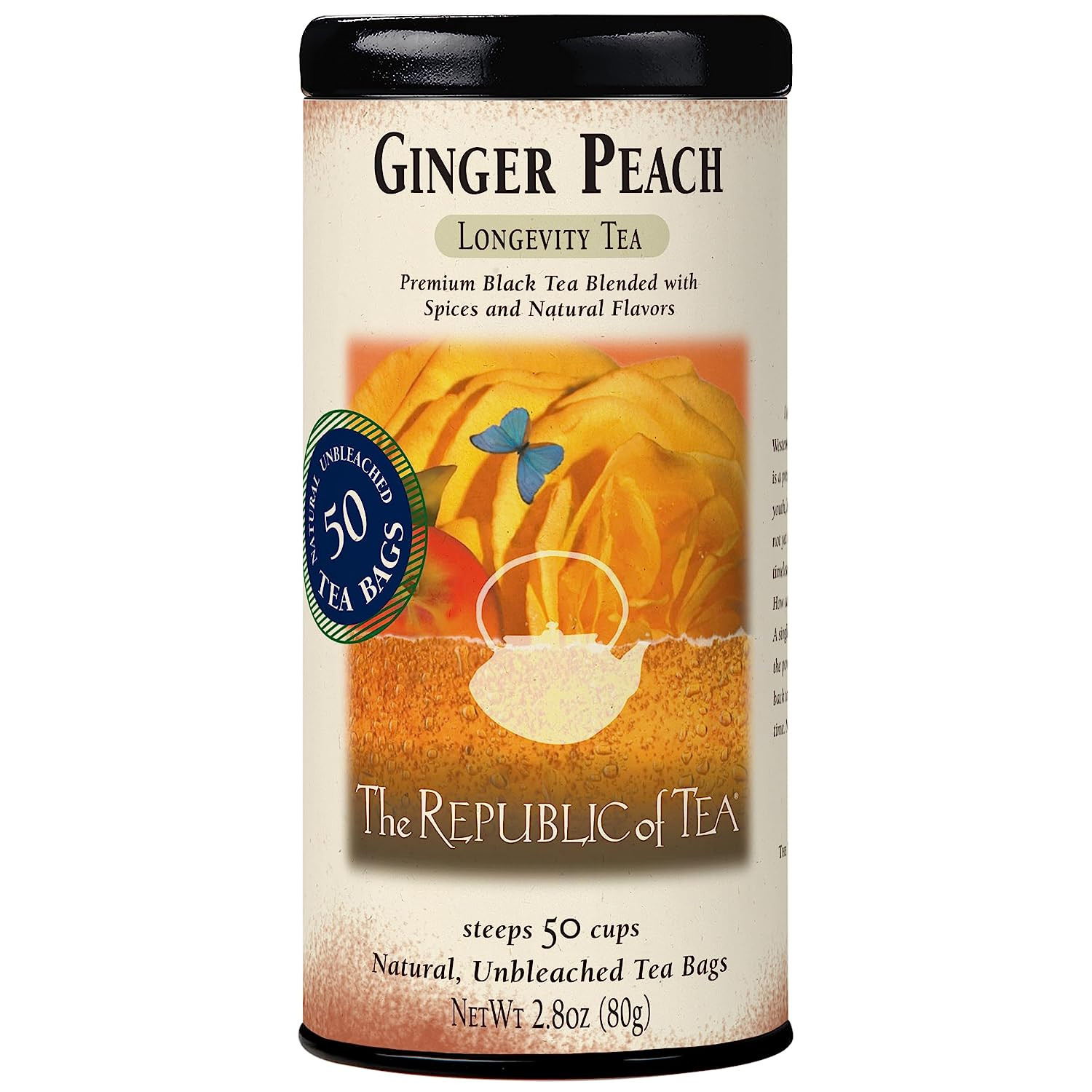 Ginger Peach Black Tea, Caffeinated, 50 Count