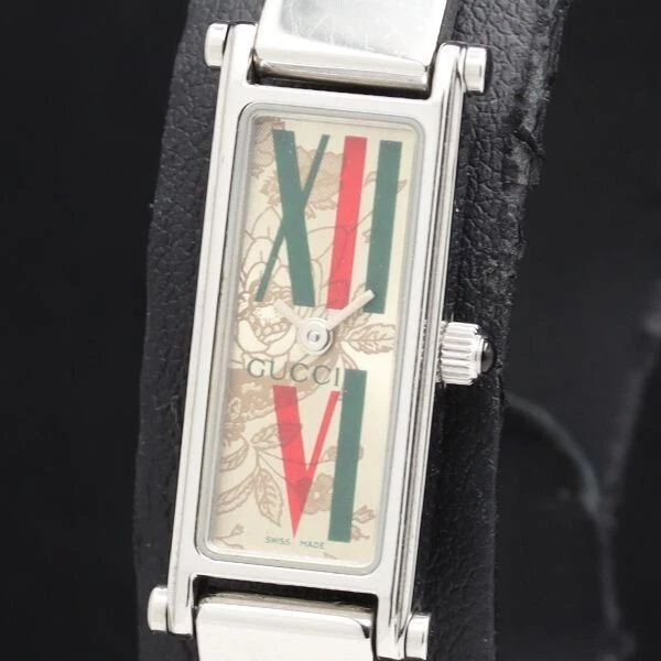 [Exc+5] Montre Vintage GUCCI 1500L Cadran Gris Argenté Quartz Carré Occasion Fonctionne