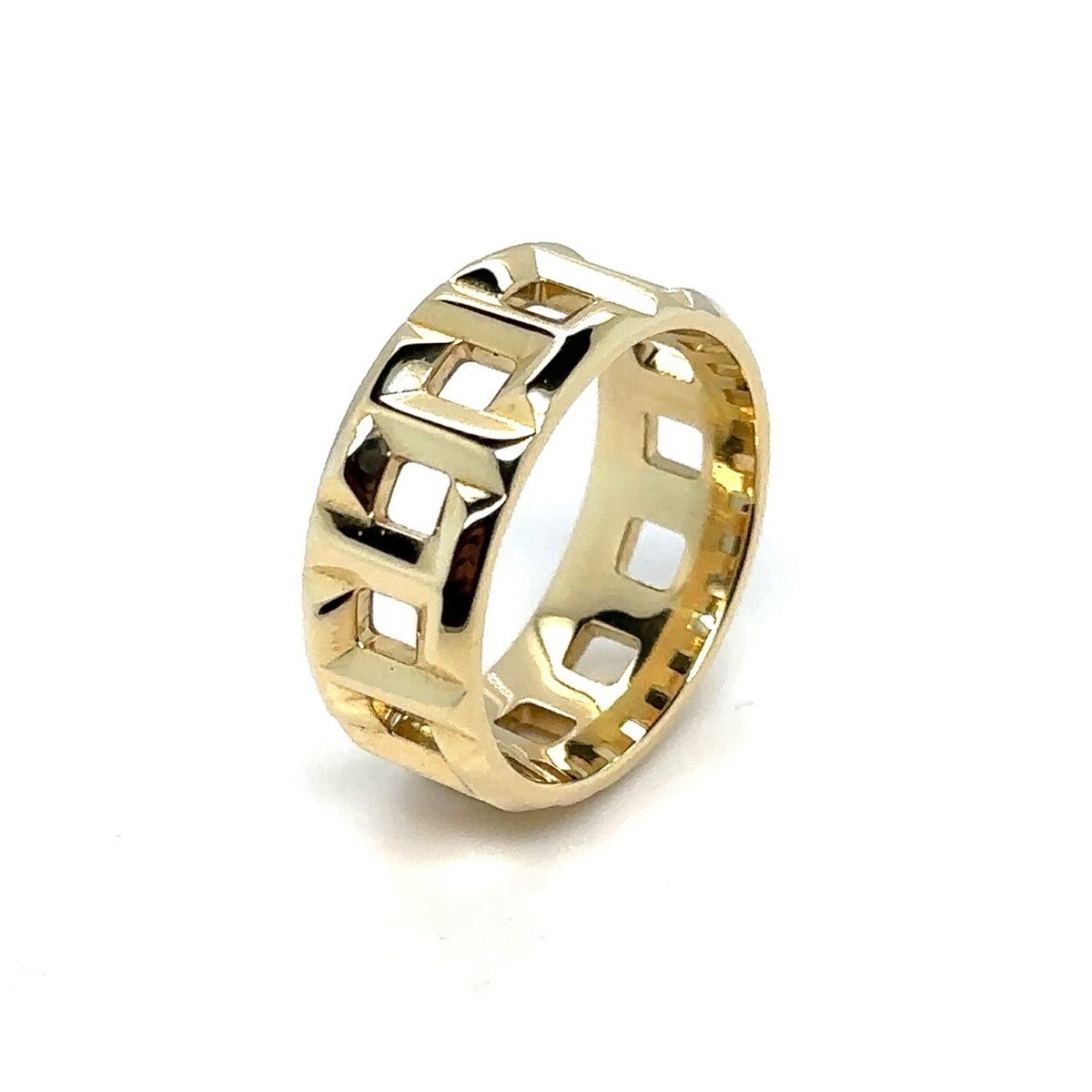 Tiffany & Co 18K Yellow Gold T True 8MM Wide Ring Band Size 7.00