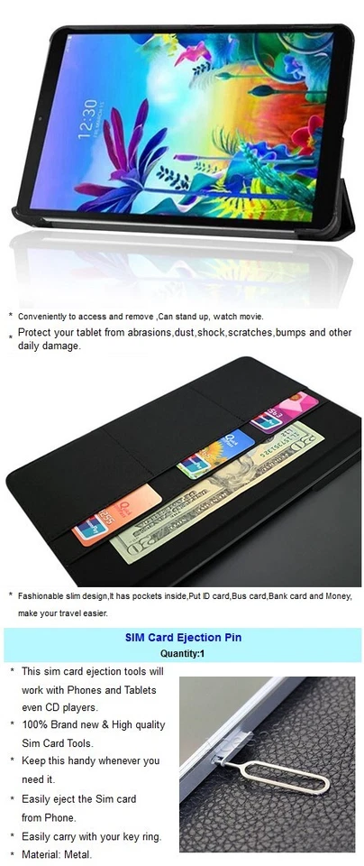 High Grade Wallet Leather Flip Case Cover for LG G Pad 5 10.1" FHD LM-T600TS USA - Image 2 of 3