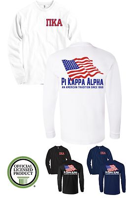 Pi Kappa Alpha Fraternity Bella+Canvas Long Sleeve American Flag Shirt PIKE